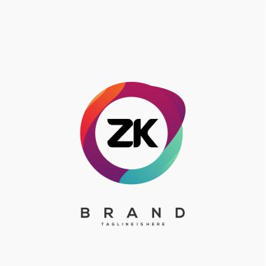 Renkli Çember şablon vektörlü Zk başlangıç logosu