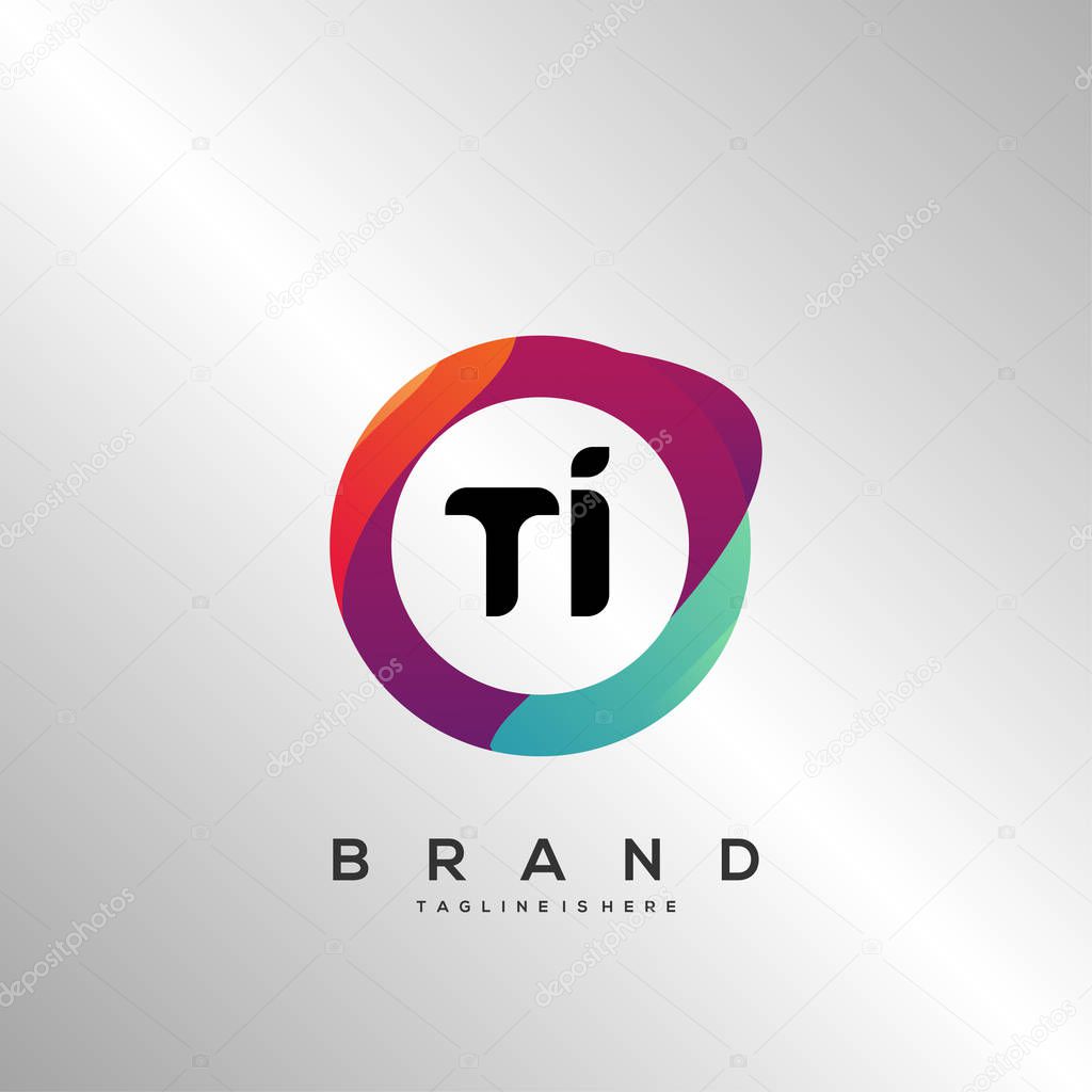 TI initial logo With Colorful Circle template vector