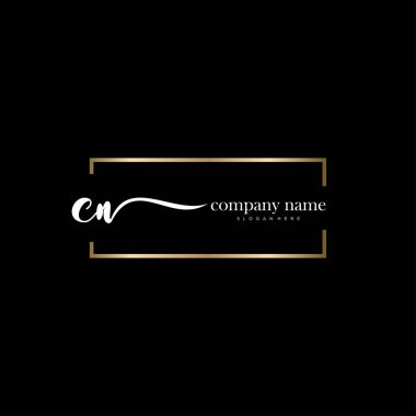 Cn ilk el yazısı ve imza logo vektörü.