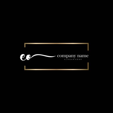 Eo ilk el yazısı ve imza logo vektörü.