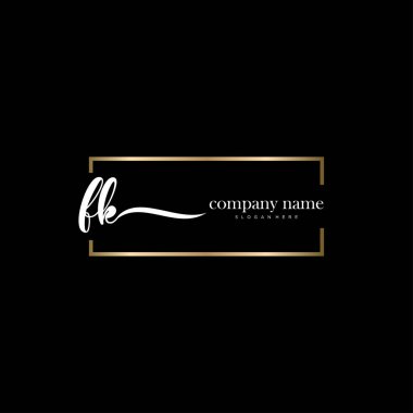 Fk ilk el yazısı ve imza logo vektörü.