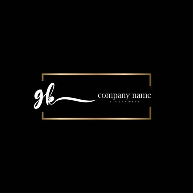 Gk ilk el yazısı ve imza logo vektörü.