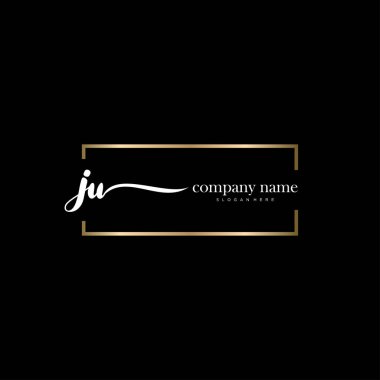 Ju ilk el yazısı ve imza logo vektörü.