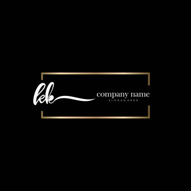 Kk ilk el yazısı ve imza logo vektörü.
