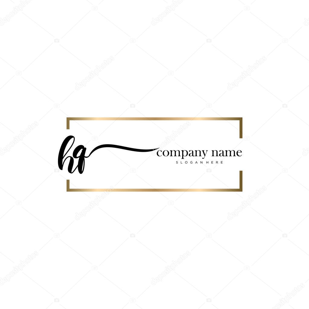 HQ initial handwriting and signature logo vector.