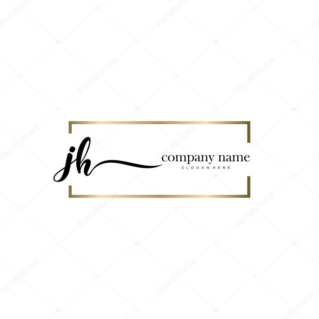 JH initial handwriting and signature logo vector.