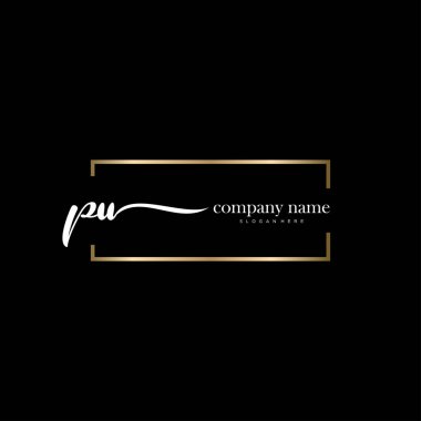 Pu ilk el yazısı ve imza logo vektörü.