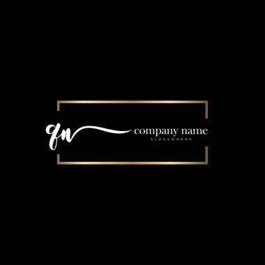 Qn ilk el yazısı ve imza logo vektörü.
