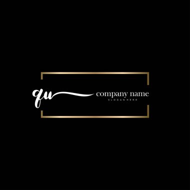 Qu ilk el yazısı ve imza logo vektörü.