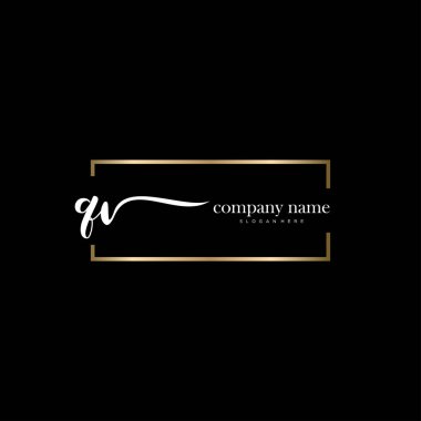 Qv ilk el yazısı ve imza logo vektörü.