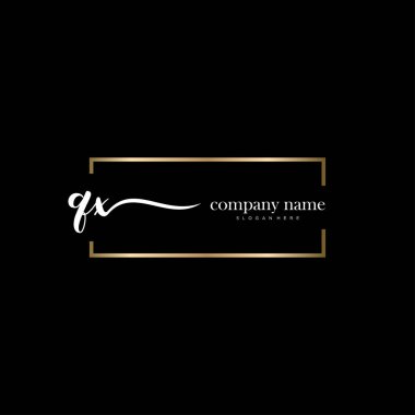 Qx ilk el yazısı ve imza logo vektörü.