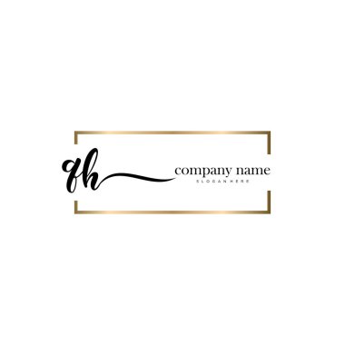 Qh ilk el yazısı ve imza logo vektörü.