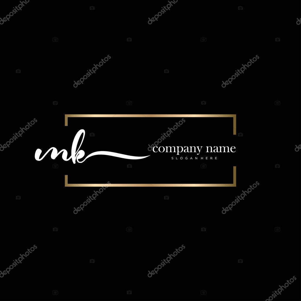 MK initial handwriting and signature logo vector.
