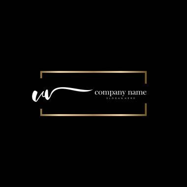 Vv ilk el yazısı ve imza logo vektörü.