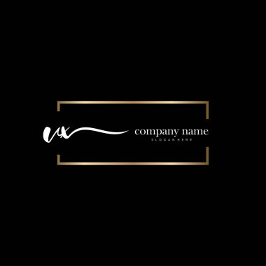 Vx ilk el yazısı ve imza logo vektörü.