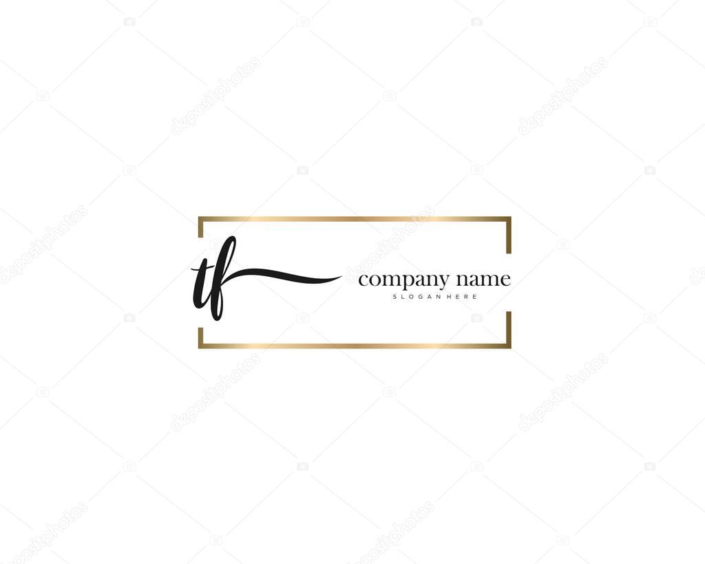 TF initial handwriting and signature logo vector.