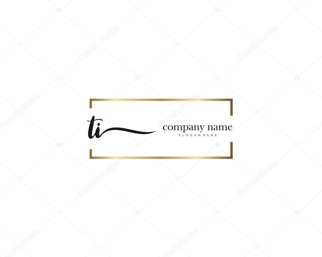 TI initial handwriting and signature logo vector.