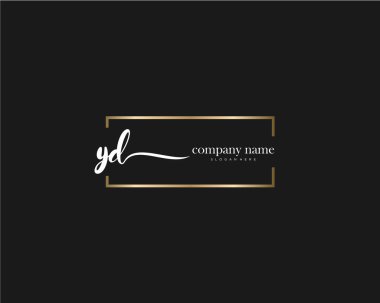 Yd ilk el yazısı ve imza logo vektörü.