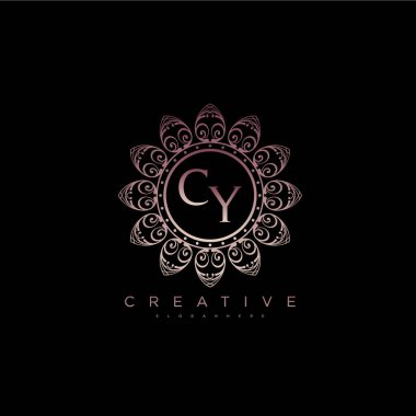 Cy Lotus harfi ilk logo şablon vektörü