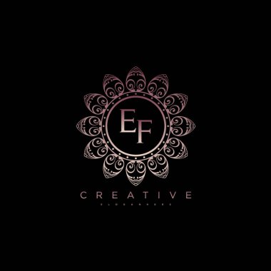 Ef Lotus harfi ilk logo şablon vektörü