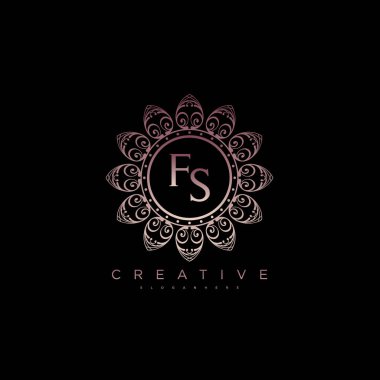 Fs Lotus Harfi ilk logo şablon vektörü