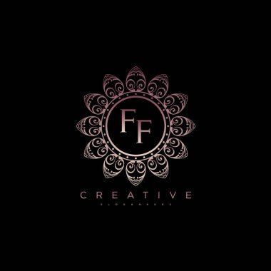 Ff Lotus harfi ilk logo şablon vektörü