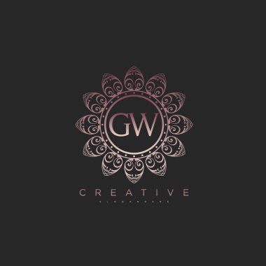 Harf Gw Lotus ilk logo şablon vektörü