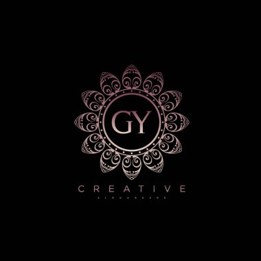 Gy Lotus harfi ilk logo şablon vektörü