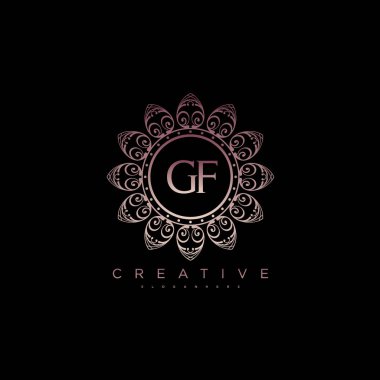 Gf Lotus harfi ilk logo şablon vektörü