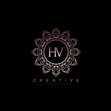 Hv Lotus harfi ilk logo şablon vektörü