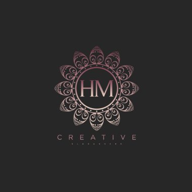 Harf Hm Lotus ilk logo şablon vektörü