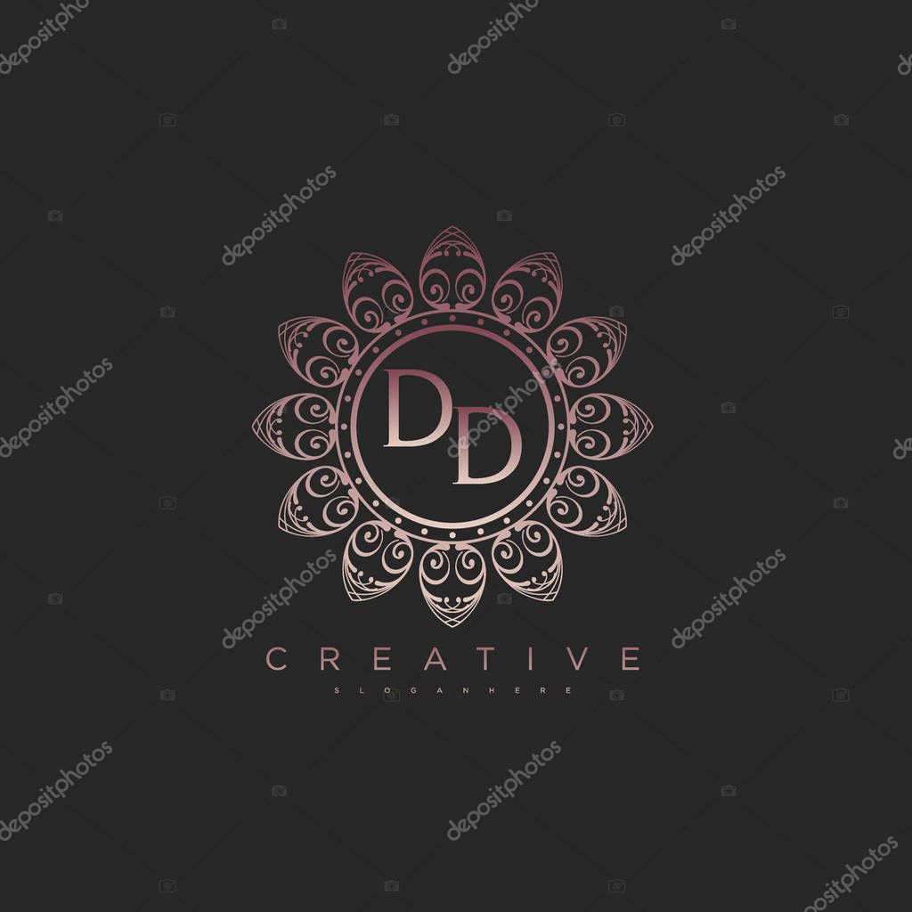 Letter DD Lotus initial logo Template vector