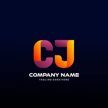 Renkli Cj Harfi İlk Logo Vektörü