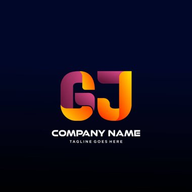 Renkli Gj Harfi İlk Logo Vektörü