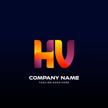 Renkli Hv Harfi İlk Logo Vektörü