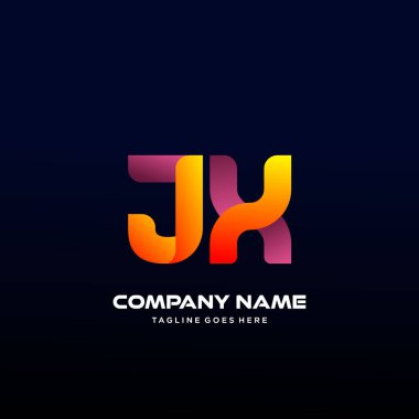 Renkli Jx Harfi İlk Logo Vektörü