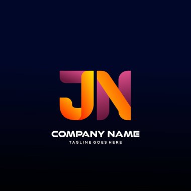 Renkli Jn Harfi İlk Logo Vektörü