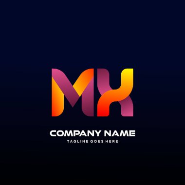 Renkli Mx Harfi İlk Logo Vektörü
