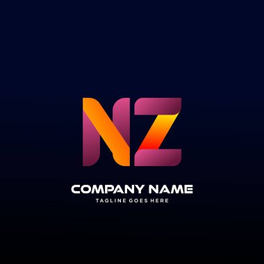 Renkli Nz harfi ilk logo vektörü