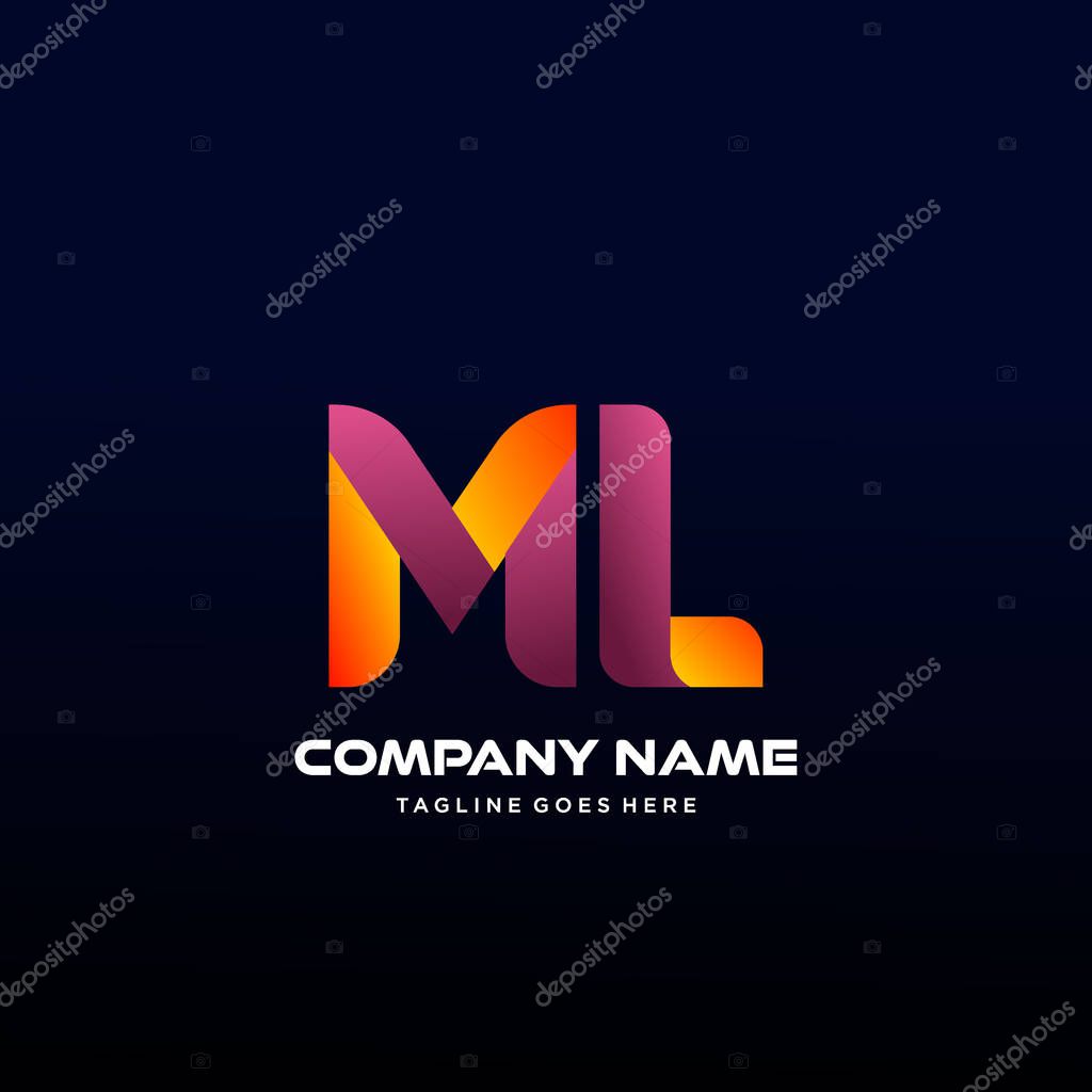 Letter ML initial Logo Vector With colorful