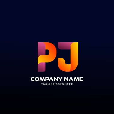 Renkli Harf Pj İlk Logo Vektörü
