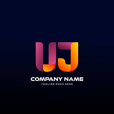 Renkli Uj Harfi İlk Logo Vektörü