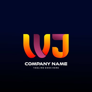 Wj Harfi İlk Logo Vektörü Renkli