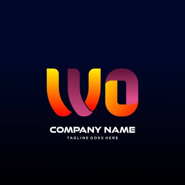 Renkli Wo Harfi İlk Logo Vektörü