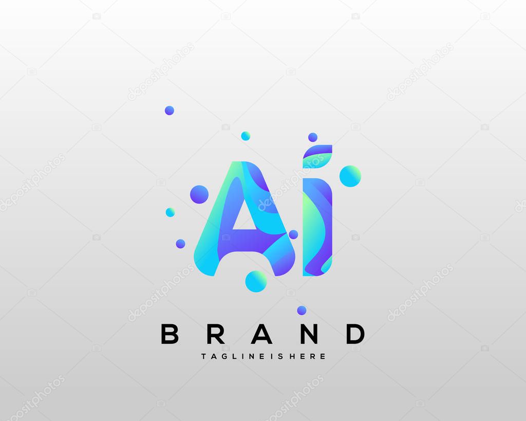 Initial letter AI logo with colorful, letter combination logo design for creative industry, web, business and company. - Vector
