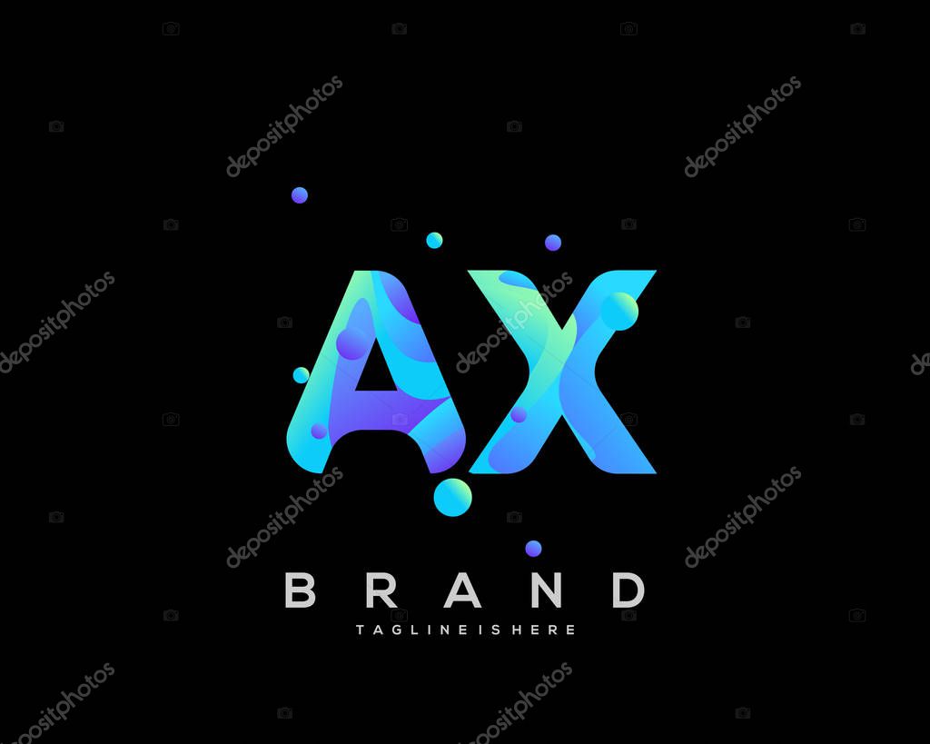 Initial letter AX logo with colorful, letter combination logo design for creative industry, web, business and company. - Vector