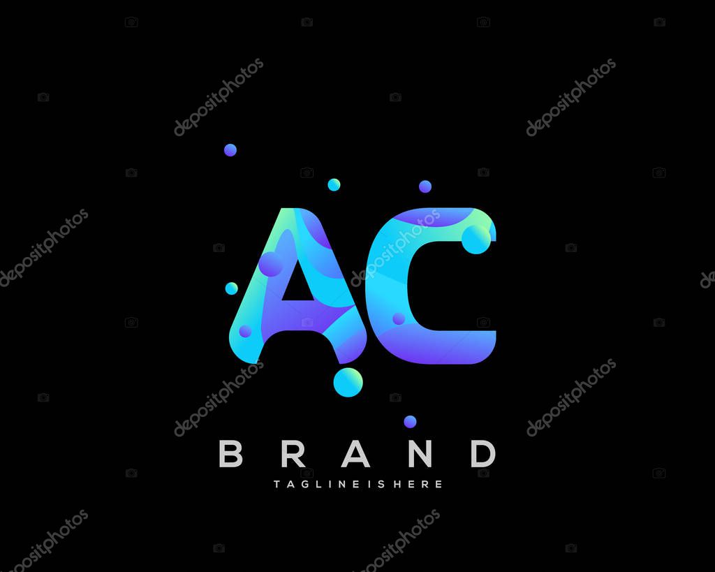Initial letter AC logo with colorful, letter combination logo design for creative industry, web, business and company. - Vector