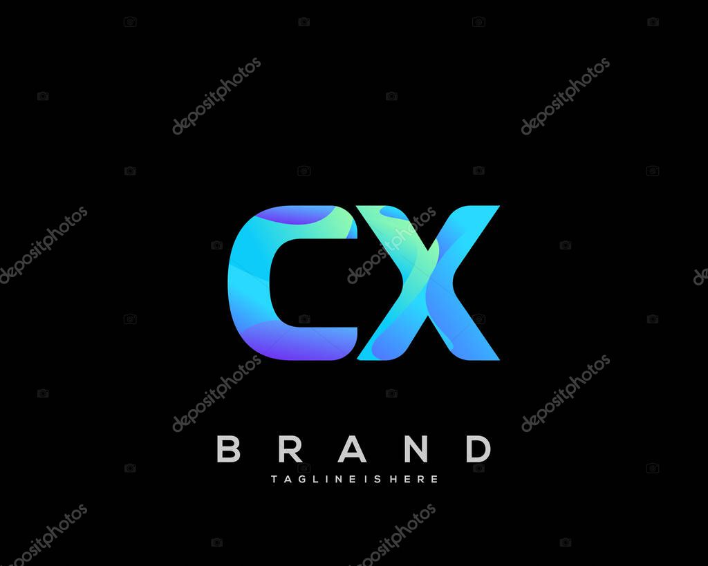 Initial letter CX logo with colorful, letter combination logo design for creative industry, web, business and company. - Vector