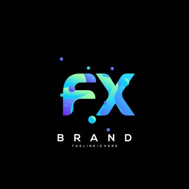 İlk harf Fx logosu renkli, harf kombinasyonlu logo tasarımı yaratıcı endüstri, web, iş ve şirket için. - Vektör
