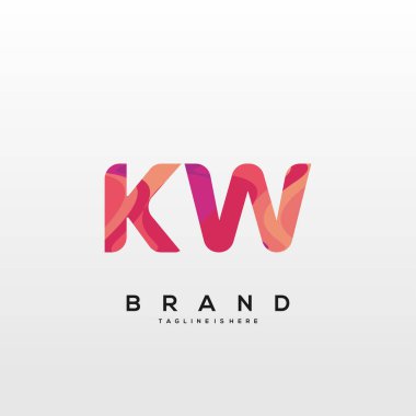 Yaratıcı endüstri, web, iş ve şirket için harf kombinasyonlu Kw logosu. - Vektör